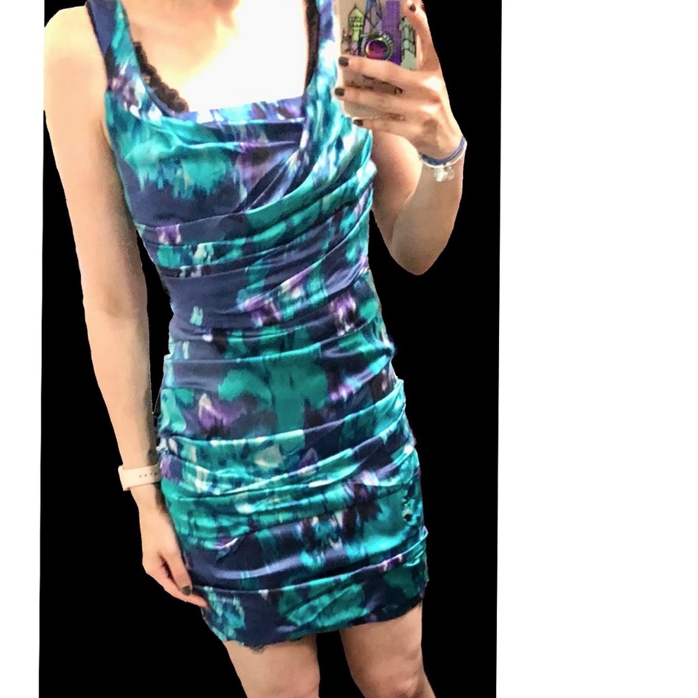 SOLD! 93% Silk Rouched Dress Express Design Studio